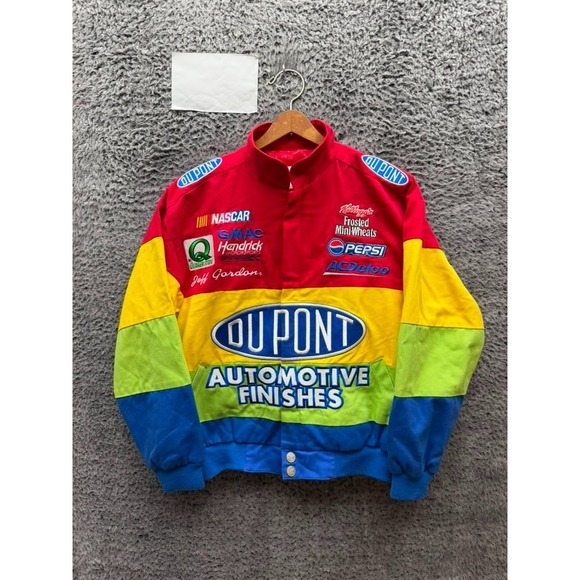 Vintage Chase Authentics NASCAR Jeff Gordon Dupont Rainbow Racing Jacket Size L